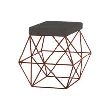 Puff Decorativo Sala de Estar Base Bronze Trixie Suede Cinza G41 - Gran Belo