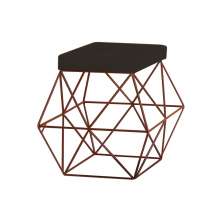 Puff Decorativo Sala de Estar Base Bronze Trixie Suede Marrom - Gran Belo