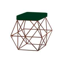 Puff Decorativo Sala de Estar Base Bronze Trixie Suede Verde G41 - Gran Belo