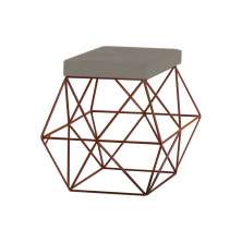 Puff Decorativo Sala de Estar Base Bronze Trixie Veludo Cinza G41 - Gran Belo