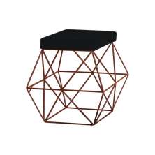 Puff Decorativo Sala de Estar Base Bronze Trixie Veludo Preto G41 - Gran Belo