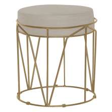 Puff Decorativo Sala de Estar Base Gold Chloe Suede Bege G41 - Gran Belo