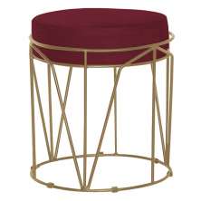 Puff Decorativo Sala de Estar Base Gold Chloe Suede Bordô G41 - Gran Belo