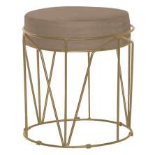 Puff Decorativo Sala de Estar Base Gold Chloe Suede Cappuccino G41 - Gran Belo