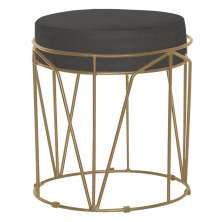 Puff Decorativo Sala de Estar Base Gold Chloe Suede Cinza G41 - Gran Belo