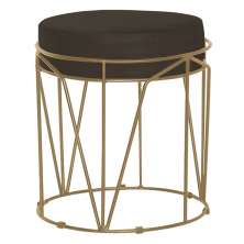 Puff Decorativo Sala de Estar Base Gold Chloe Suede Marrom G41 - Gran Belo