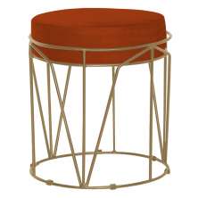 Puff Decorativo Sala de Estar Base Gold Chloe Suede Telha G41 - Gran Belo
