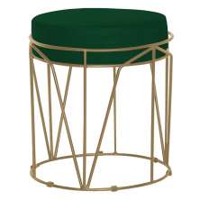 Puff Decorativo Sala de Estar Base Gold Chloe Suede Verde G41 - Gran Belo