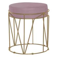 Puff Decorativo Sala de Estar Base Gold Chloe Veludo Rosê G41 - Gran Belo