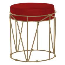 Puff Decorativo Sala de Estar Base Gold Chloe Veludo Vermelho G41 - Gran Belo
