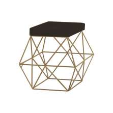 Puff Decorativo Sala de Estar Base Gold Trixie Suede Marrom - Gran Belo