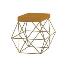 Puff Decorativo Sala de Estar Base Gold Trixie Suede Mostarda G41 - Gran Belo