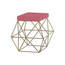 Puff Decorativo Sala de Estar Base Gold Trixie Suede Rosa G41 - Gran Belo