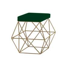 Puff Decorativo Sala de Estar Base Gold Trixie Suede Verde G41 - Gran Belo