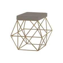 Puff Decorativo Sala de Estar Base Gold Trixie Veludo Cinza G41 - Gran Belo