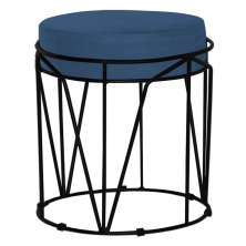 Puff Decorativo Sala de Estar Base Preto Chloe Suede Azul Marinho - Gran Belo