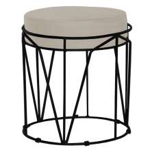 Puff Decorativo Sala de Estar Base Preto Chloe Suede Bege G41 - Gran Belo
