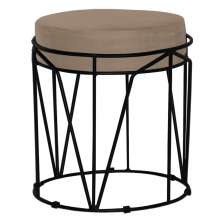 Puff Decorativo Sala de Estar Base Preto Chloe Suede Cappuccino - Gran Belo