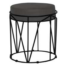 Puff Decorativo Sala de Estar Base Preto Chloe Suede Cinza G41 - Gran Belo
