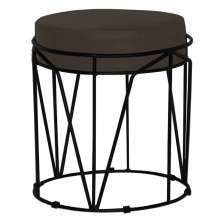 Puff Decorativo Sala de Estar Base Preto Chloe Suede Marrom G41 - Gran Belo