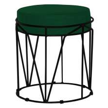 Puff Decorativo Sala de Estar Base Preto Chloe Suede Verde - Gran Belo