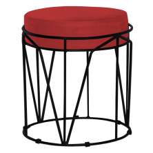 Puff Decorativo Sala de Estar Base Preto Chloe Suede Vermelho G41 - Gran Belo