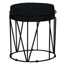 Puff Decorativo Sala de Estar Base Preto Chloe Veludo Preto G41 - Gran Belo