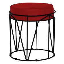 Puff Decorativo Sala de Estar Base Preto Chloe Veludo Vermelho G41 - Gran Belo