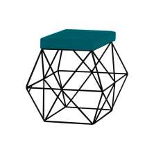 Puff Decorativo Sala de Estar Base Preto Trixie Suede Azul Claro G41 - Gran Belo
