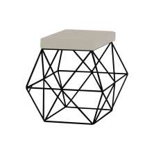 Puff Decorativo Sala de Estar Base Preto Trixie Suede Bege - Gran Belo