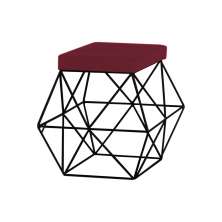 Puff Decorativo Sala de Estar Base Preto Trixie Suede Bordô G41 - Gran Belo