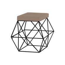 Puff Decorativo Sala de Estar Base Preto Trixie Suede Cappuccino G41 - Gran Belo