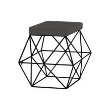 Puff Decorativo Sala de Estar Base Preto Trixie Suede Cinza - Gran Belo