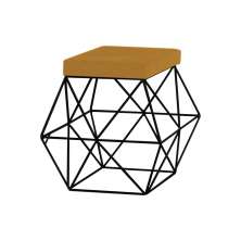 Puff Decorativo Sala de Estar Base Preto Trixie Suede Mostarda G41 - Gran Belo
