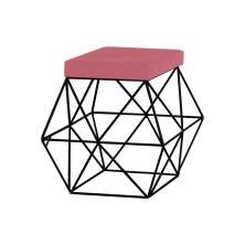 Puff Decorativo Sala de Estar Base Preto Trixie Suede Rosa G41 - Gran Belo
