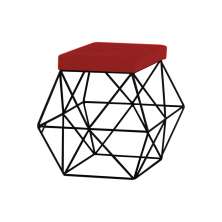 Puff Decorativo Sala de Estar Base Preto Trixie Suede Vermelho G41 - Gran Belo