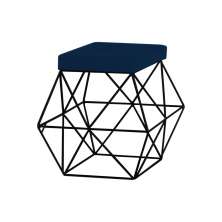 Puff Decorativo Sala de Estar Base Preto Trixie Veludo Azul G41 - Gran Belo