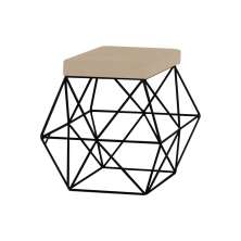 Puff Decorativo Sala de Estar Base Preto Trixie Veludo Bege G41 - Gran Belo