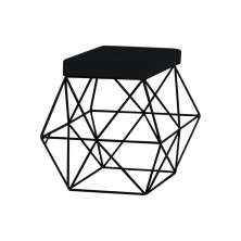 Puff Decorativo Sala de Estar Base Preto Trixie Veludo Preto - Gran Belo