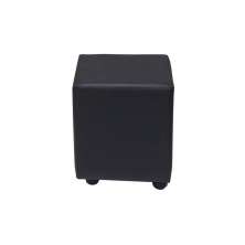 Puff Leo C/Rodízios Plástico PU Sintético Preto G15 - Gran Belo