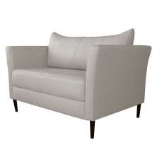 Sofá 2 Lugares Decorativo Sala de Estar 120cm Pés Palito Lubbock Couro Off White G58 - Gran Belo
