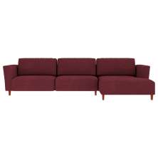 Sofá 290cm com Chaise Direita Franz Suede Bordô - Gran Belo