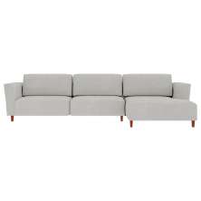 Sofá 290cm com Chaise Direita Franz Suede Cinza - Gran Belo