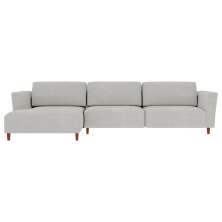 Sofá 290cm com Chaise Esquerda Franz Suede Cinza - Gran Belo