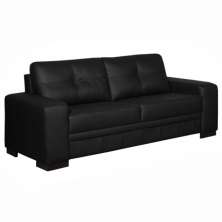 Sofá 3 Lugares 210cm Milano Couro Preto Fosco - Gran Belo