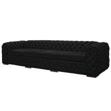 Sofá 3 Lugares Astúria 240cm Couro Preto Fosco G58 - Gran Belo