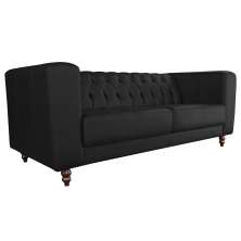 Sofá 3 Lugares Ravena 220cm Couro Preto G58 - Gran Belo
