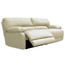 Sofá 3 Lugares Reclinável Elétrico Asmará 228cm Couro Off White G43 - Gran Belo