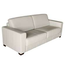 Sofá 3 Lugares Sala de Estar 205cm Estocolmo Couro Off White G03 - Gran Belo