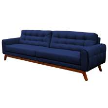 Sofá 3 Lugares Sala de Estar Eros 180 cm Veludo Azul Marinho Base Fixa G15 - Gran Belo